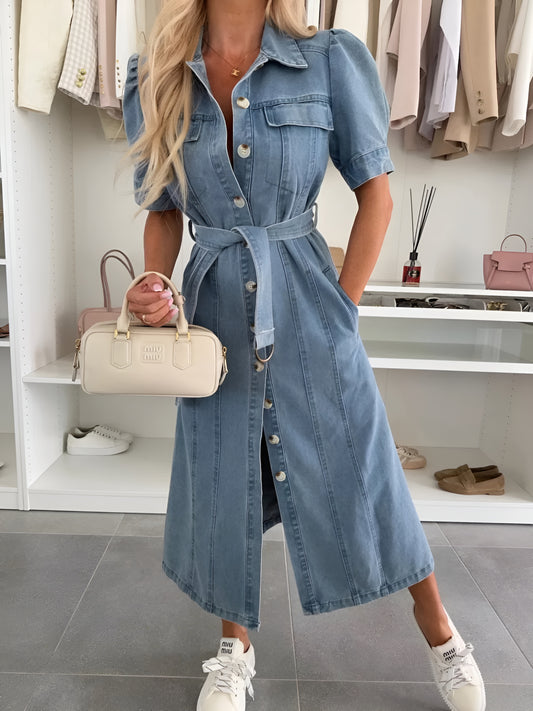 LIV™ | Maxiklänning i denim med ärmar