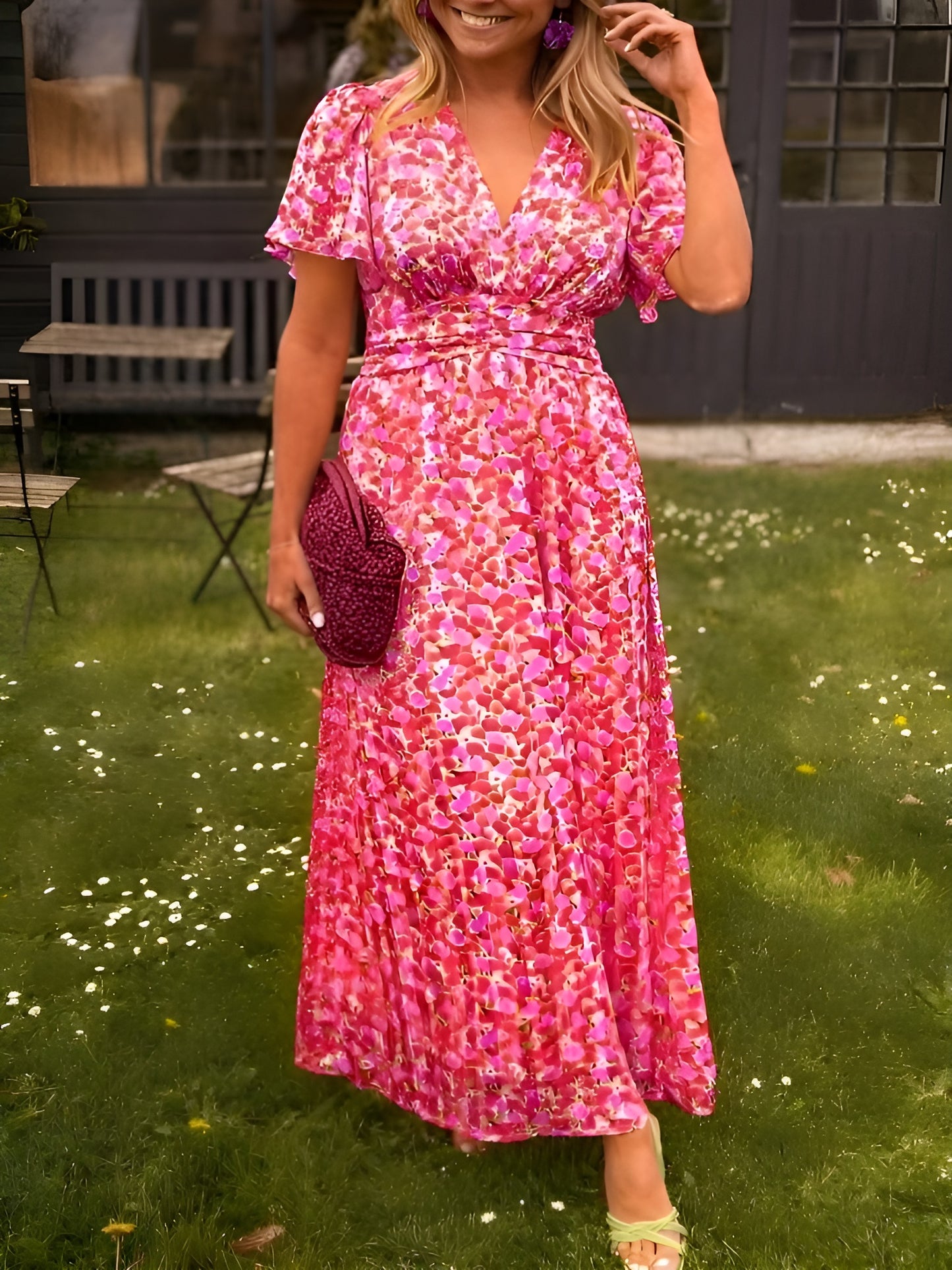 INGRID™ | Färgglad blommig klänning