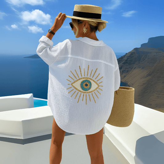 SLOANE™ | Bohemisk blus med ögondetalj